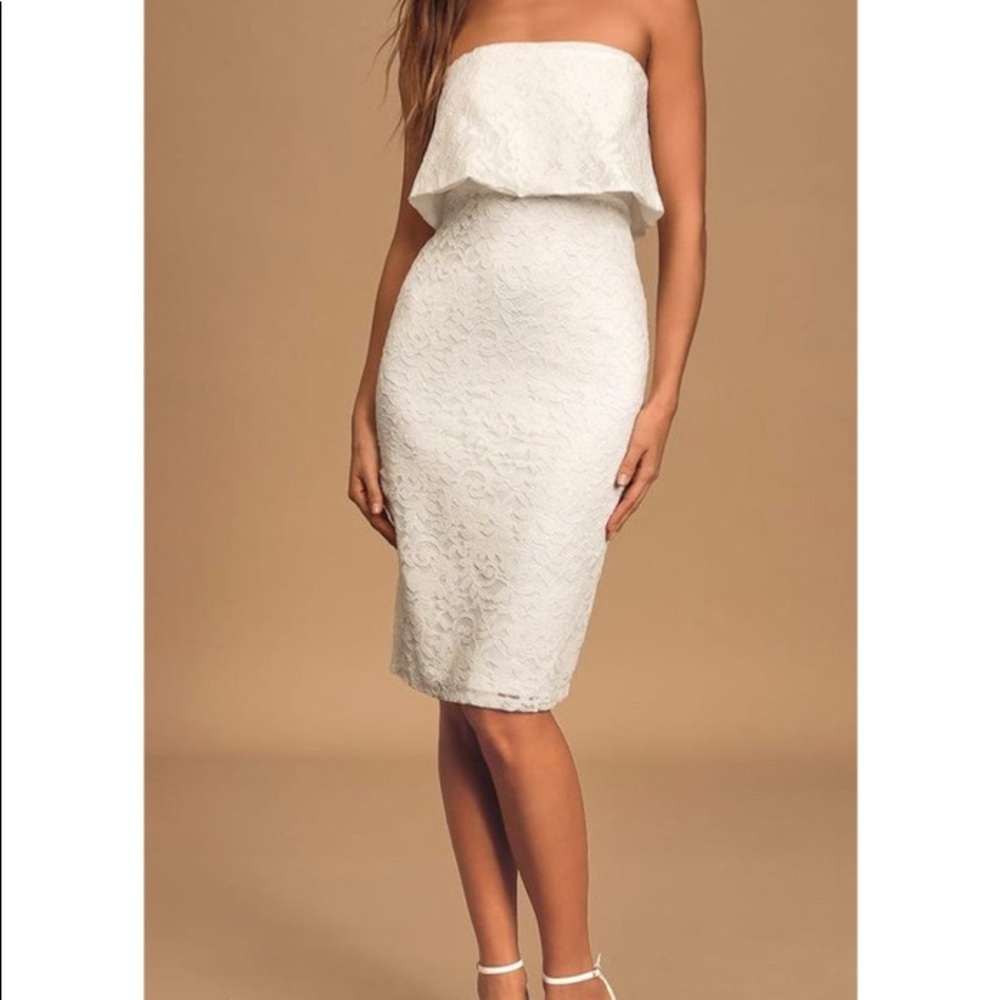 NWT Lulus White Lace Midi Dress 🤍